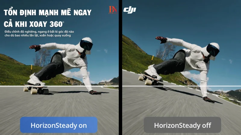 Minh họa HorizonSteady trên DJI Osmo Action 4 khi quay thể thao
