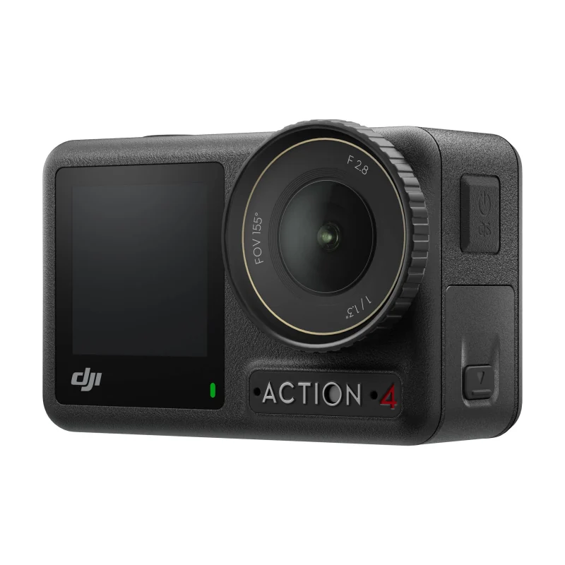 DJI Osmo Action 4 nhìn từ phía trước, màn hình và ống kính
