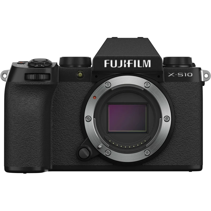 FUJIFILM X-S10 – thân máy chính diện, nền trong suốt