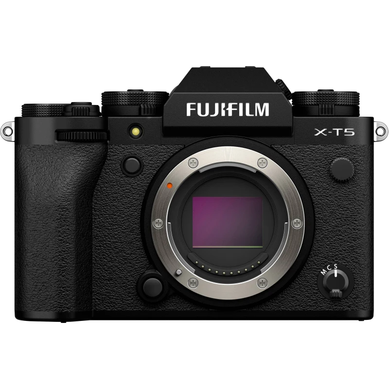 FUJIFILM X-T5 – thân máy chính diện, nền trong suốt